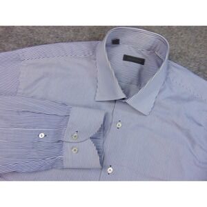 Sak's Fifth Avenue Shirt Mens 17 Blue Stripe Dress Shirt